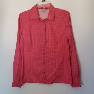 Rustic Ridge outdoors walking hiking plaid hot pink button down shirt